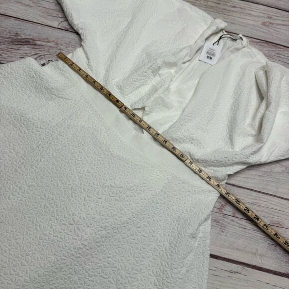 ShowPo Ashtina Midi Dress-V Neck Cut Out Puff Sleeve Dress in White Size 16 NEW - Picture 6 of 12